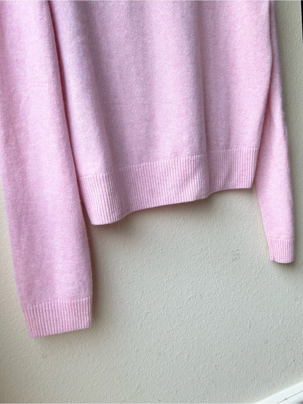 NWT J.Crew Cashmere Pink High V-Neck Sweater Heather Bouquet Sz L